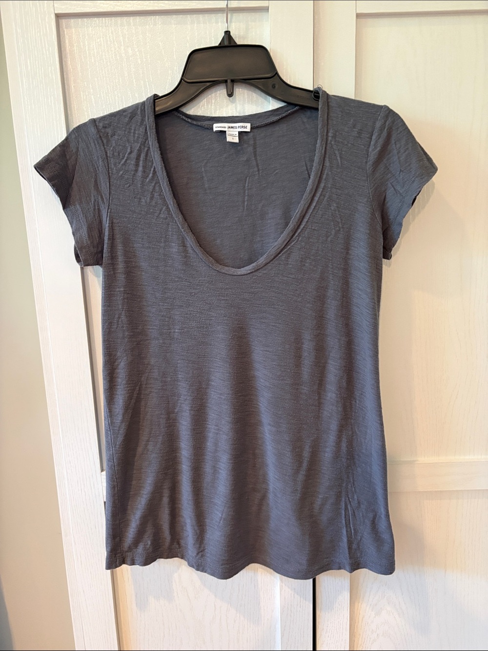 James Perse Women's Scoop Neck Tee in Slate Gray Size 1